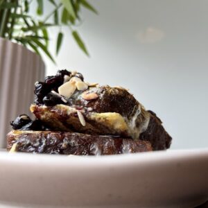 French Toast Banana Bread With Bacon, Maple, Yoghurt & Compote